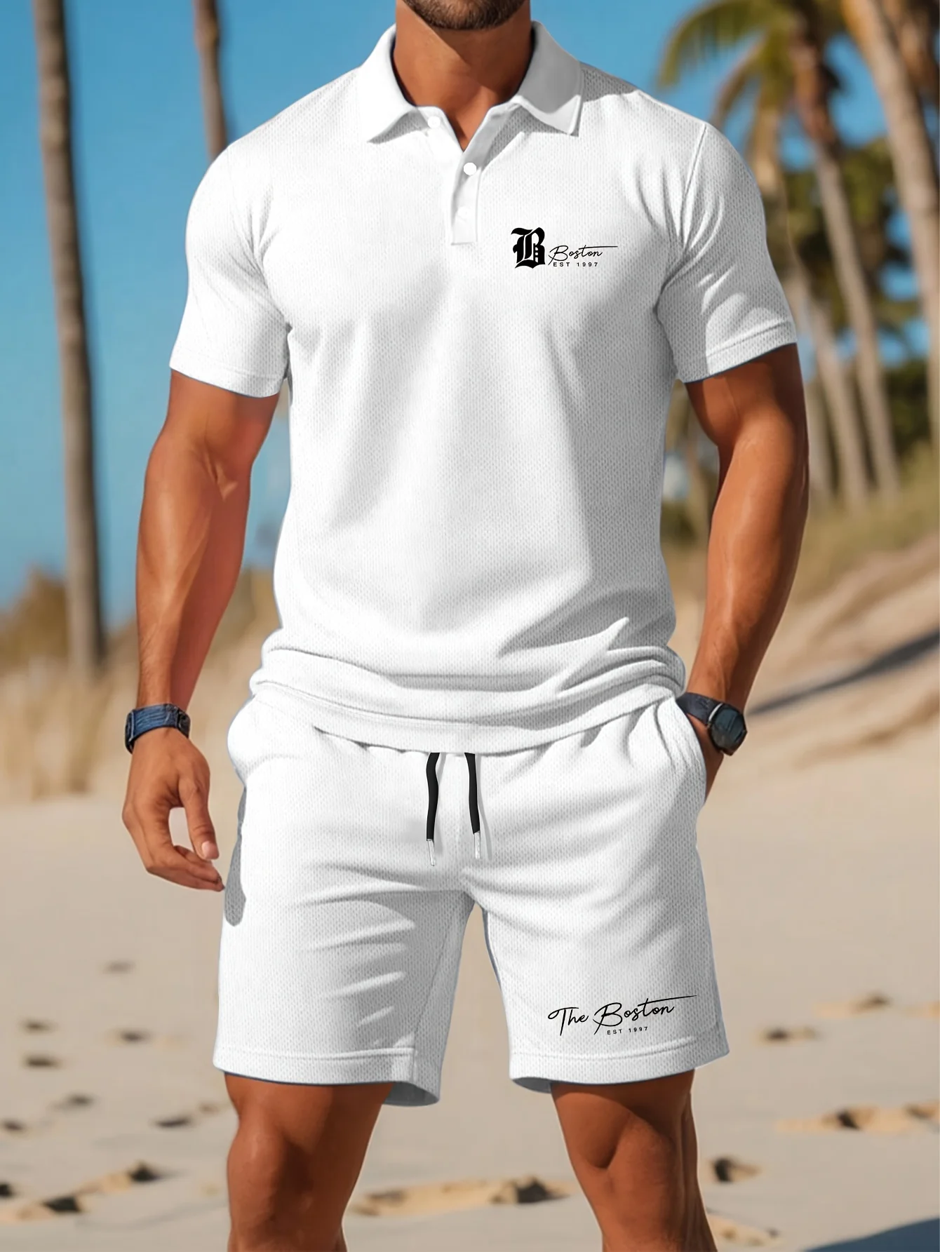 Embellish Knit - Yazlık Yeni Erkek Polo Gömlek Takımı