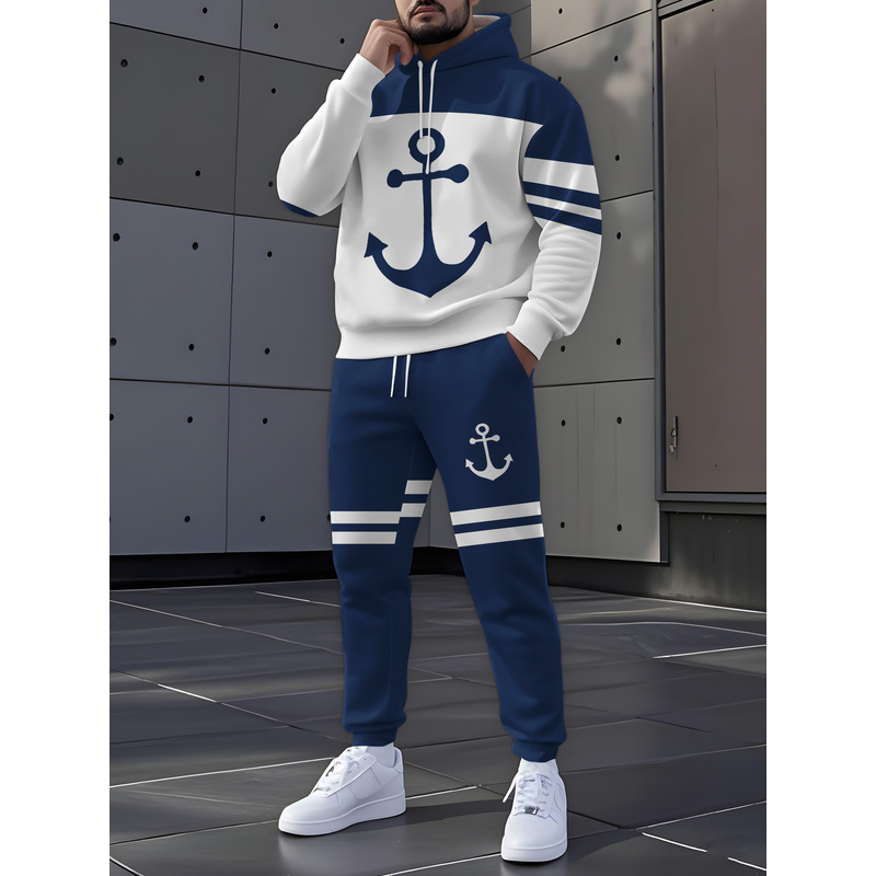 Embellish Knit - Erkek Günlük Spor Giyim Seti, Kapüşonlu