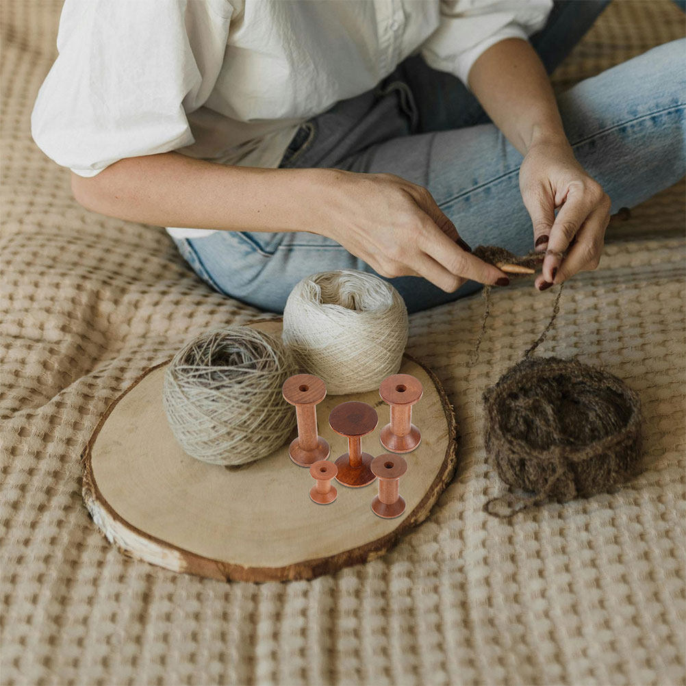 Embroidery Craft - 7 adet ahşap bobin seti yerden
