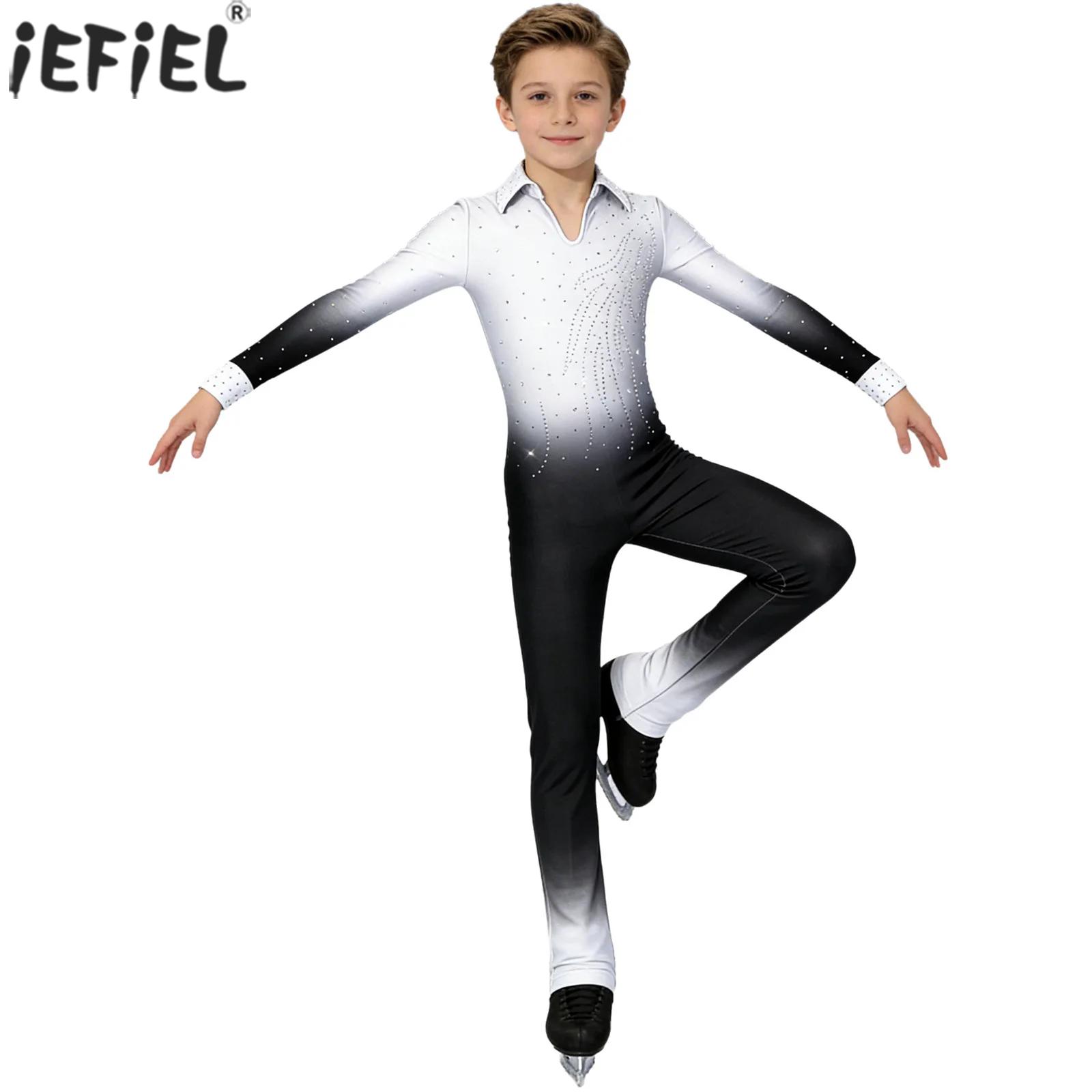 Rhinestone Banding Trim - Çocuk Boys Artistik Patinaj Dans Tulumu
