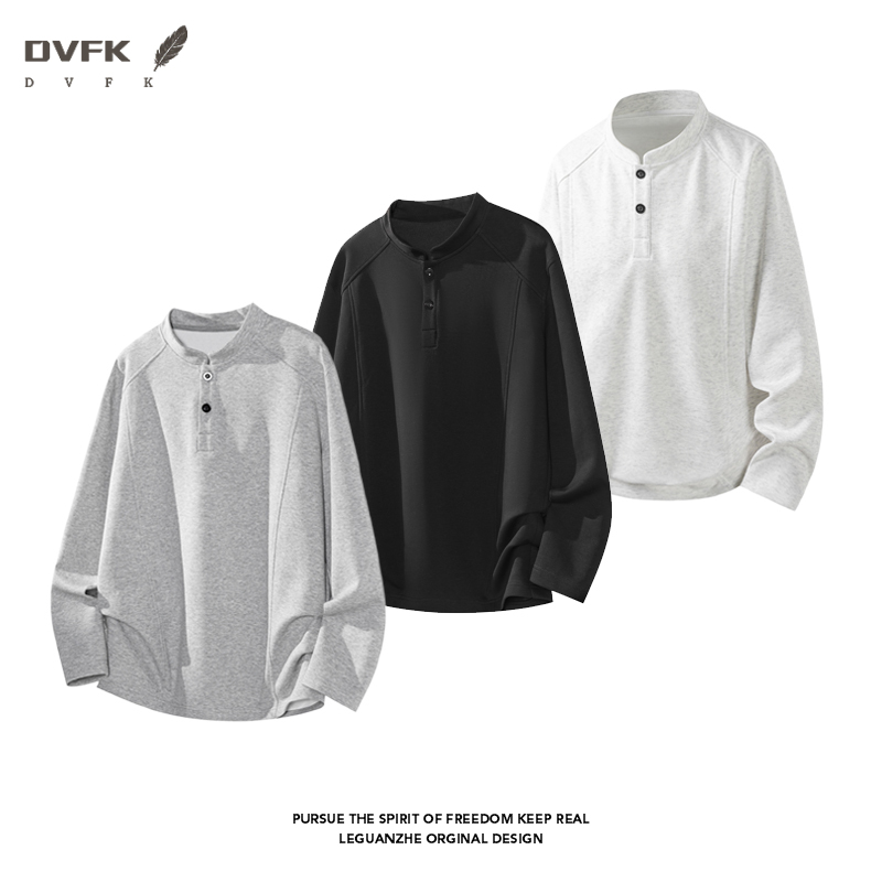 Embellish Knit - Erkek Raglan Kollu Henley Uzun Kollu
