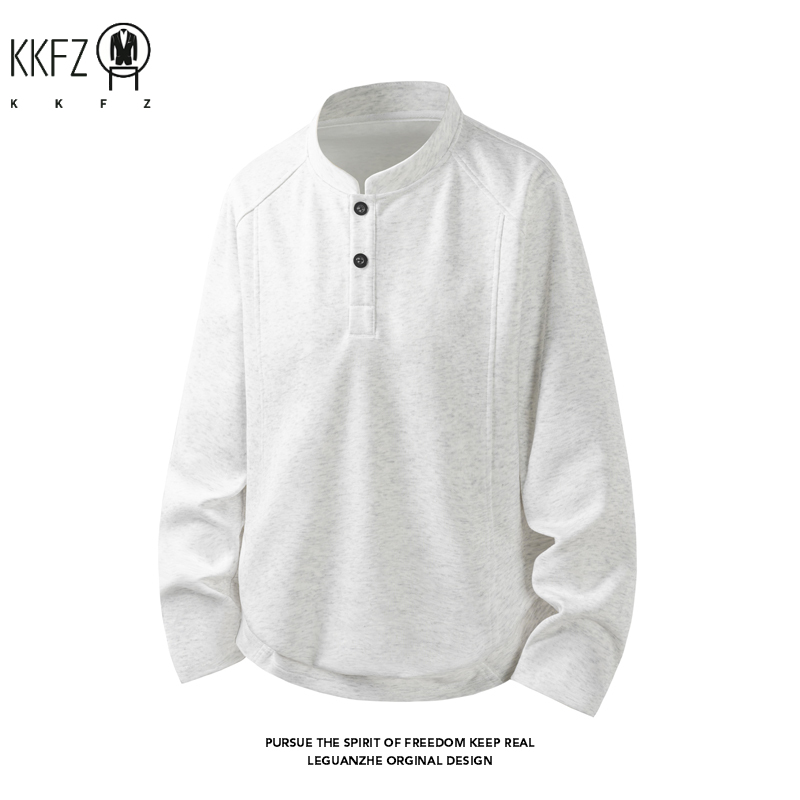 Embellish Knit - Erkek Raglan Kollu Henley Kazak Dik