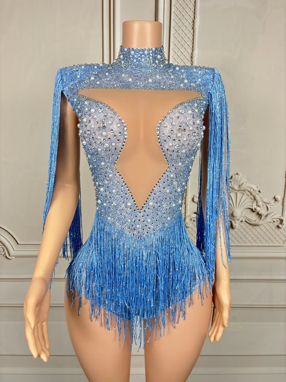 Mavi Kristal Taşlı Püsküllü Bo - Rhinestone Banding Trim incelemesi ve fiyatı