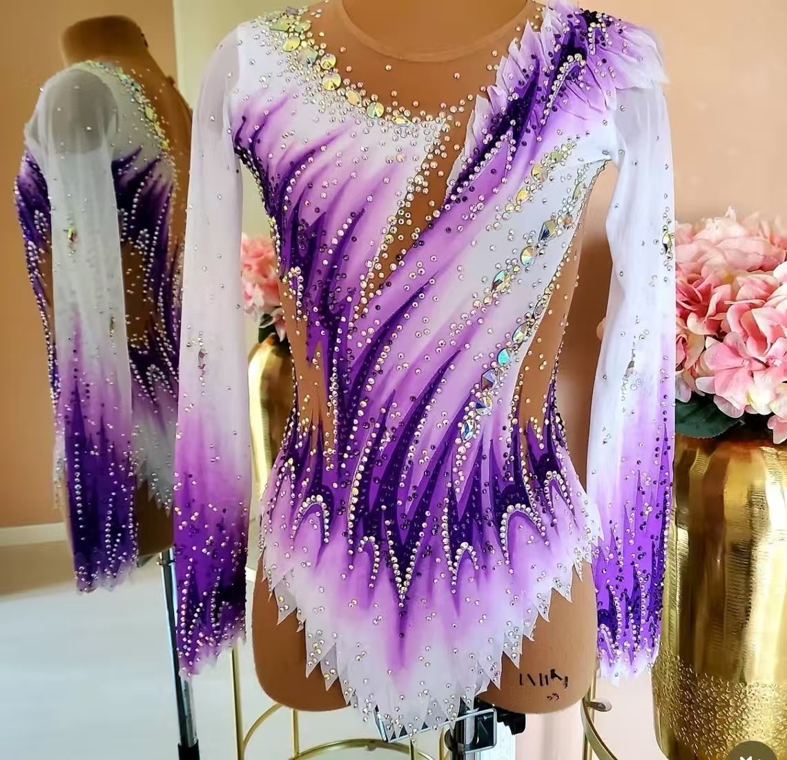 Kızlar Mor Beyaz Ritmik Jimnas - Rhinestone Banding Trim incelemesi ve fiyatı