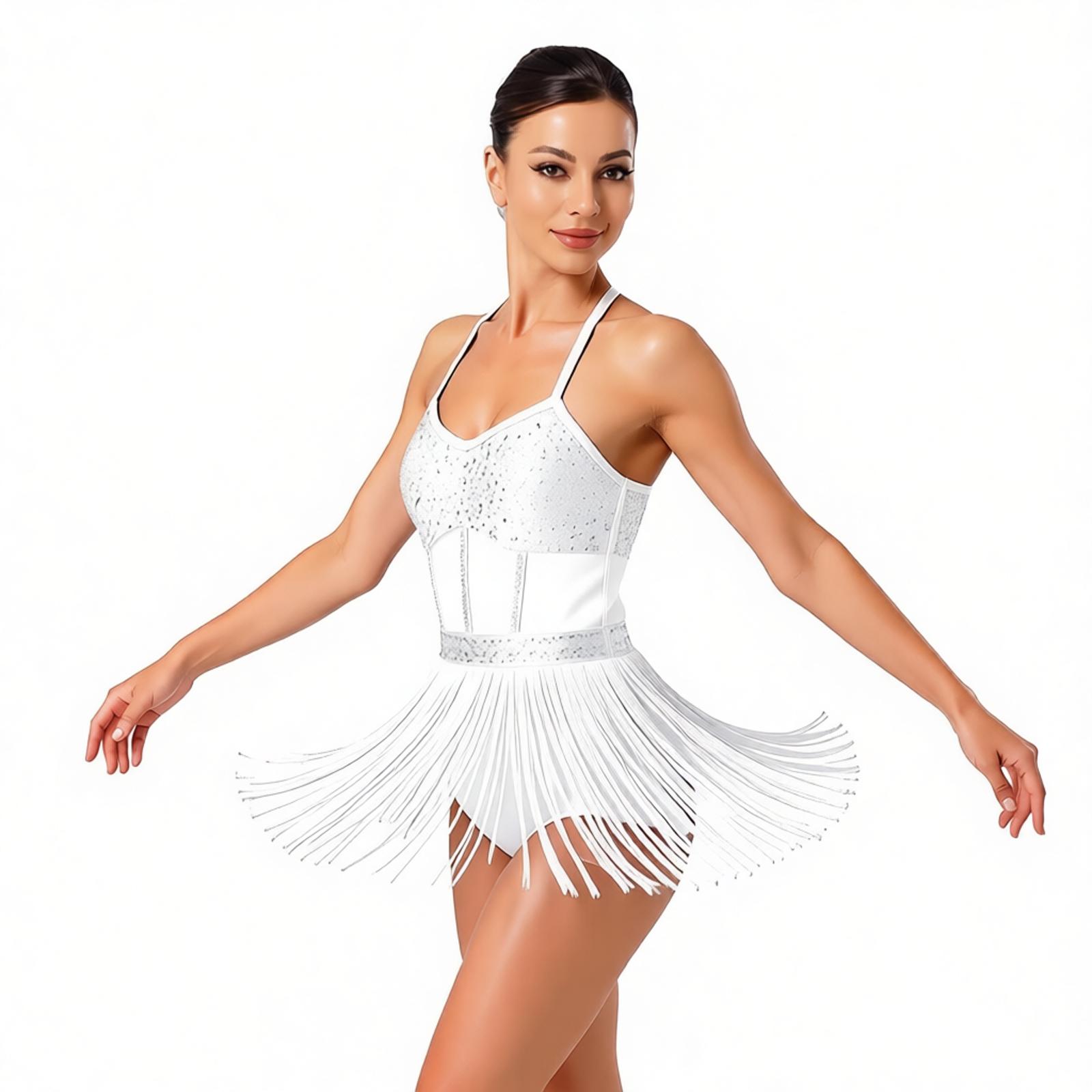 Kadın Püskül Latin Dans Leotar - Rhinestone Banding Trim incelemesi ve fiyatı